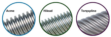 acme lead screws, hilead screws, torqspline screws