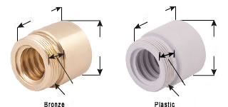 Acme Bronze & Plastic Threaded Mount Style Nuts