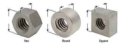 1"-5 acme coupling nuts 2-pack steel 1 3/8" hex x 2.75 long right hand 