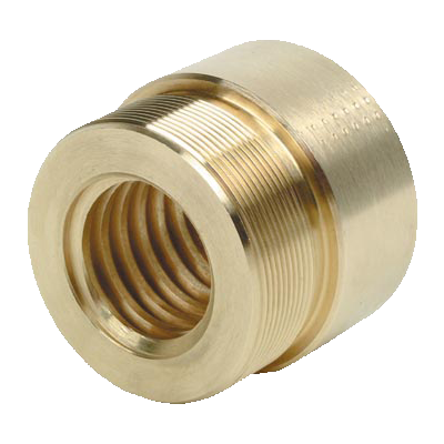 Round flange nut with trapezoidal thread Tr 12 x 6 P3 double-thread right hand material red brass 